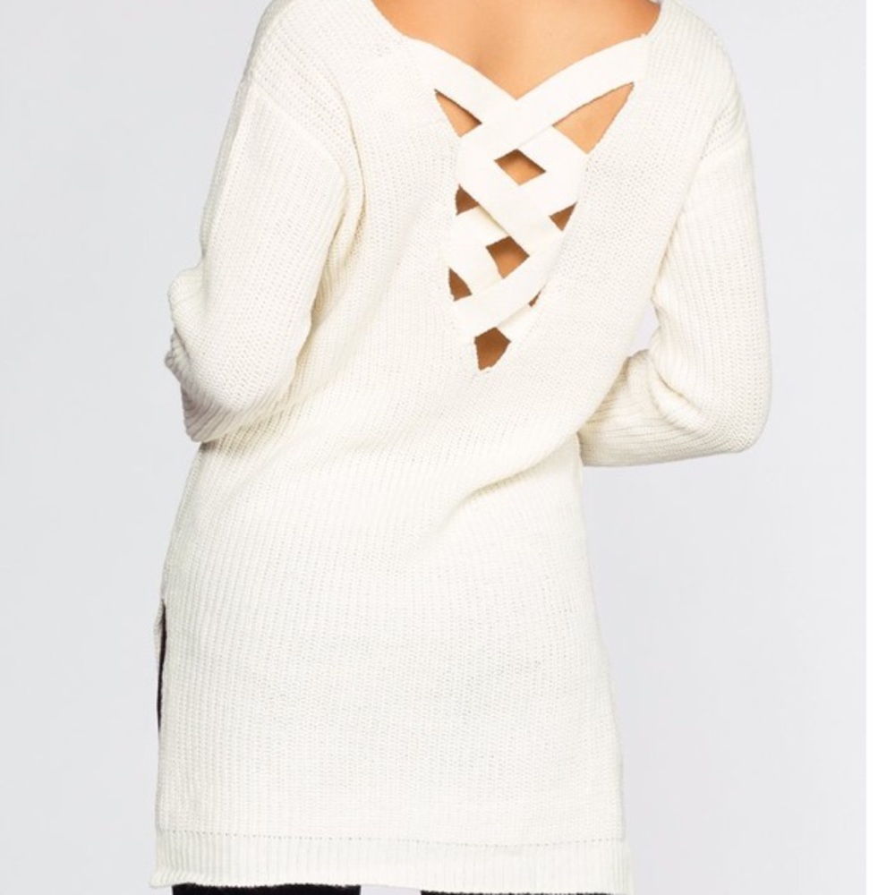 Ivory Lace Back Sweater - Picture 1 of 4